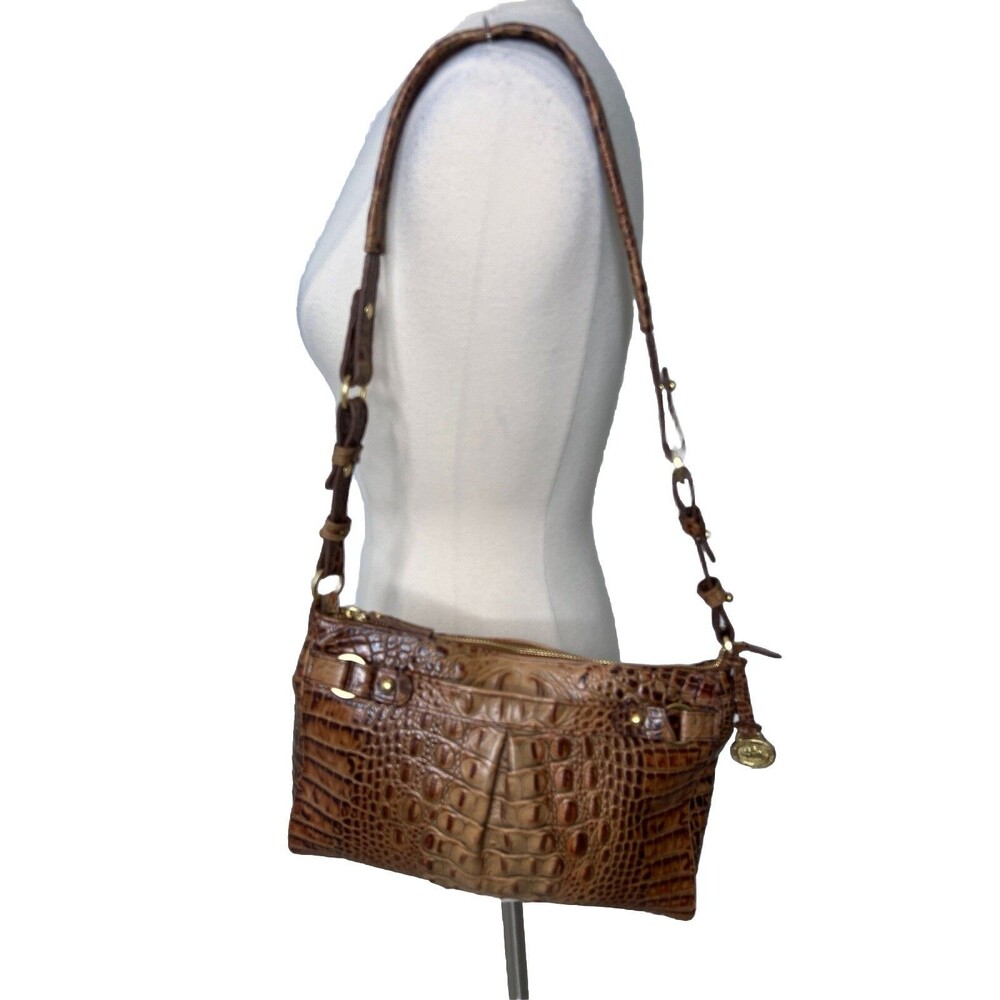 Brahmin Shoulder Bag Purse Vintage Brown Croc Embossed Excellent